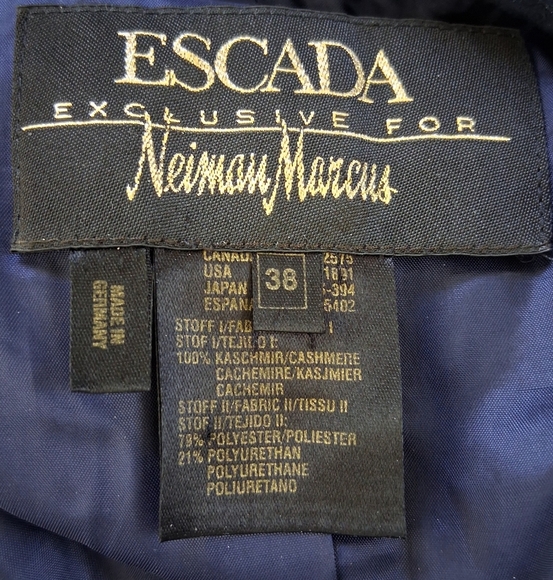 Escada Cashmere Women's Blue Herringbone Jacket Size Medium - Picture 7 of 9